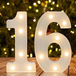 Lighted Marquee Numbers 16 Warm White LED